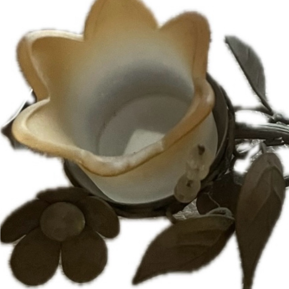PartyLite Floral Candle Holder with Cream and Brown Accents - Picture 5 of 15